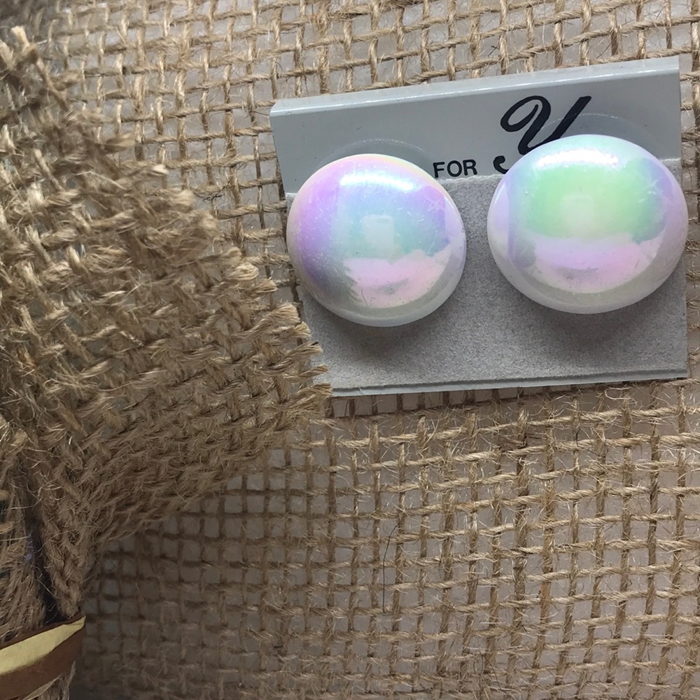 White round shine earrings